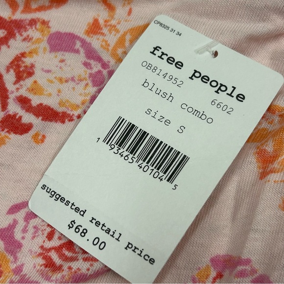 Free People Blush Combo Tourist Tee Shirt Floral Pink New with Tags NWT Top - Picture 7 of 10